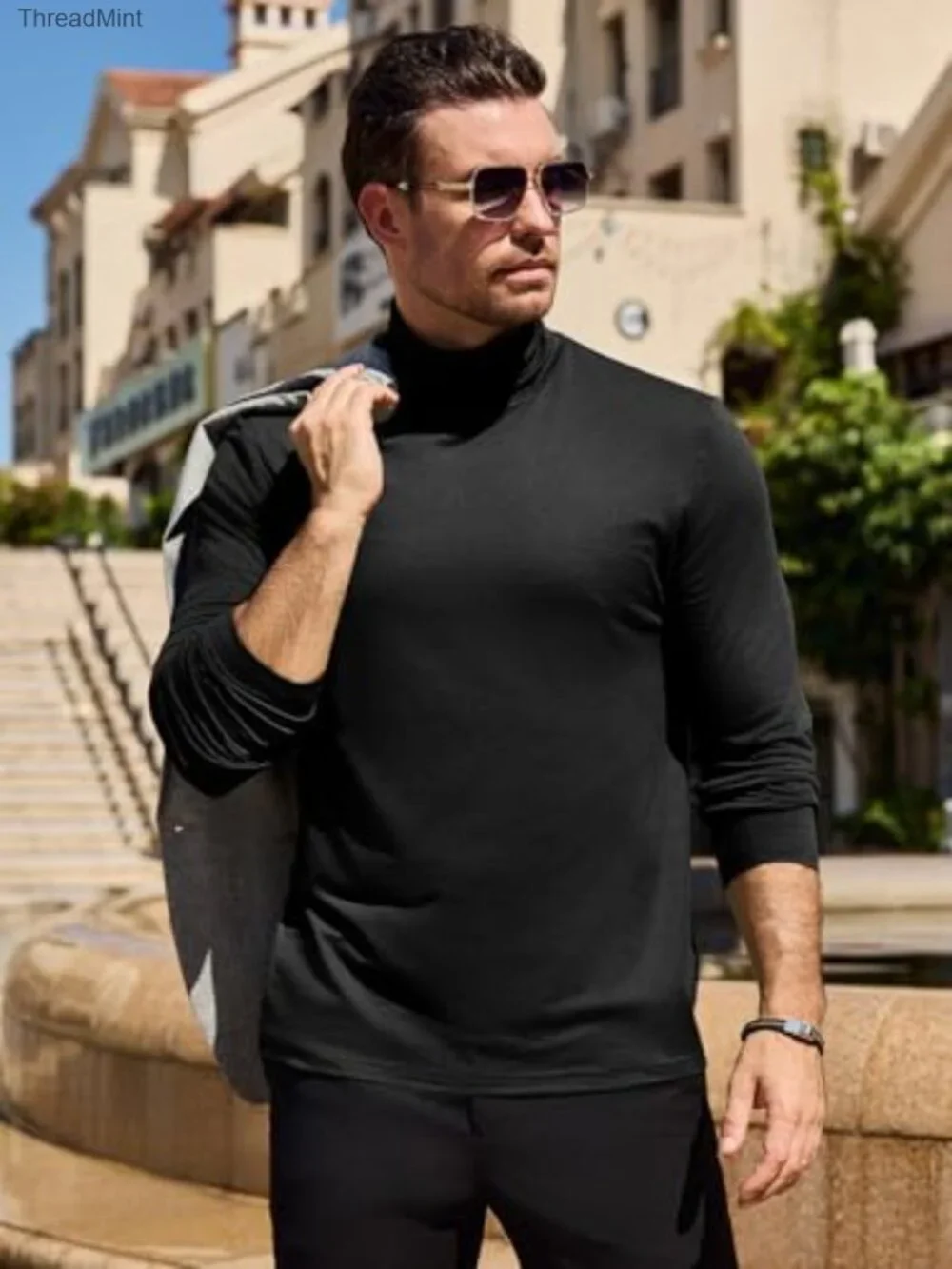 Men's Mock Turtleneck Long Sleeve T-Shirt Slim Fit Thermal Undershirt